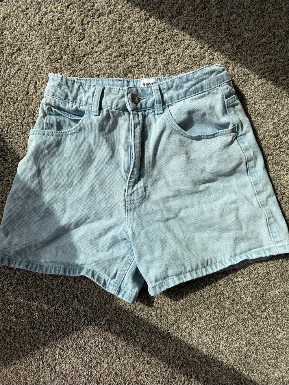 Princess Polly Light Wash High-Rise Denim Shorts